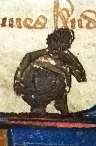 De Magna Carta werd niet altijd serieus genomen, zo illustreert deze tekening: een persoon met ontblote billen poseert onder een veertiende-eeuwse kopie van de Magna Carta.